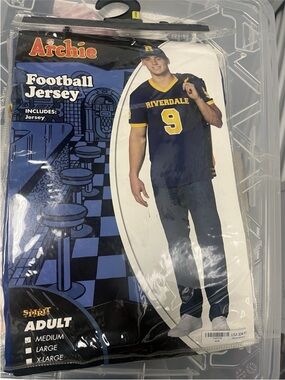 Arche Navy and Yellow Riverdale Football Jersey - Men's medium